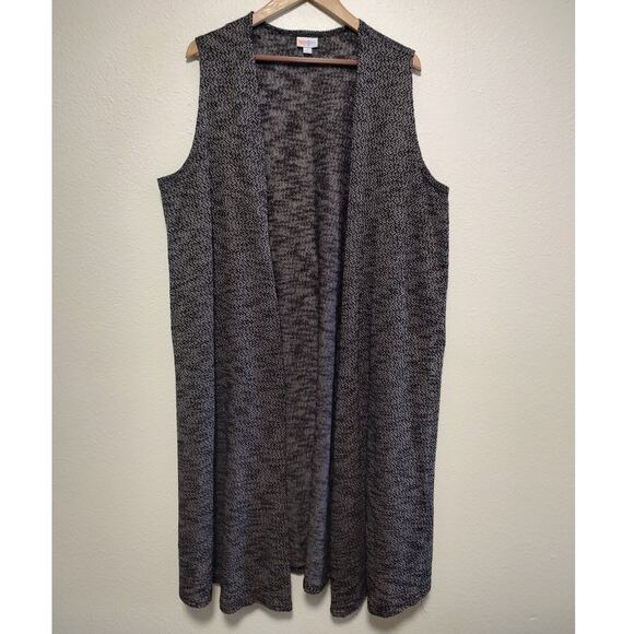 Lularoe Black White Knit Sleeveless Open Front Duster Cardigan Vest Size XL - Picture 1 of 9